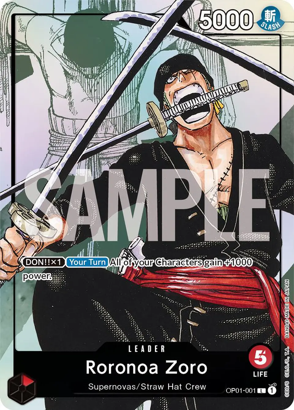 Roronoa Zoro - OP01-001 (Alternate Art) - One Piece Promotion Cards (OP-PR) 1