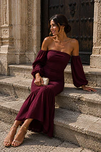 VESTIDO AMAZONA BURDEOS