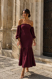 VESTIDO AMAZONA BURDEOS