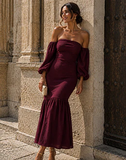 VESTIDO AMAZONA BURDEOS