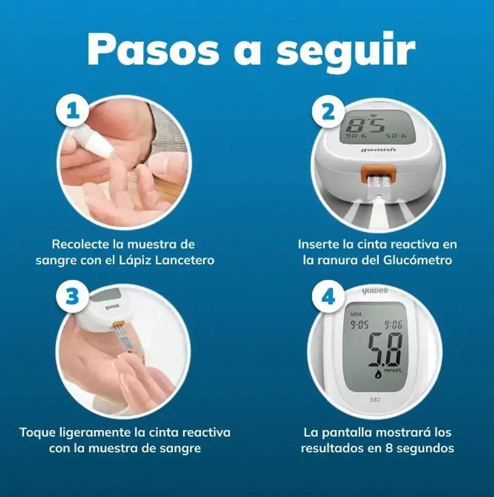Glucómetro Digital Yuwell + 50 cintas + 50 lancetas 4