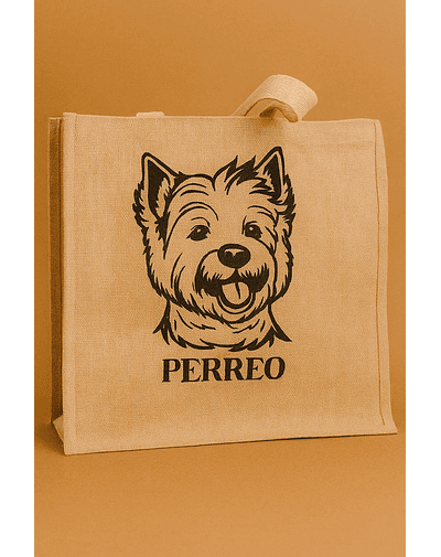 Saco em Juta com impressão de um cão