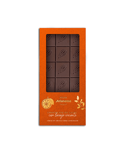 TABLETE CHOC. LEITE C/ LARANJA CROCANTE ATELIER AVIANENSE 90 G