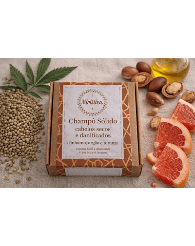 Champô Sólido Natural e Artesanal cabelos secos e danificados-60gr