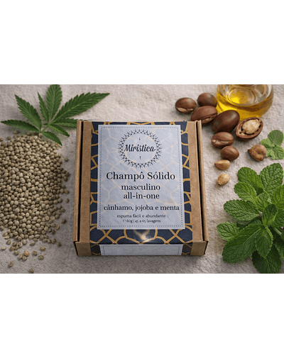 Champô Sólido Natural e Artesanal Masculino All-in-one-60gr