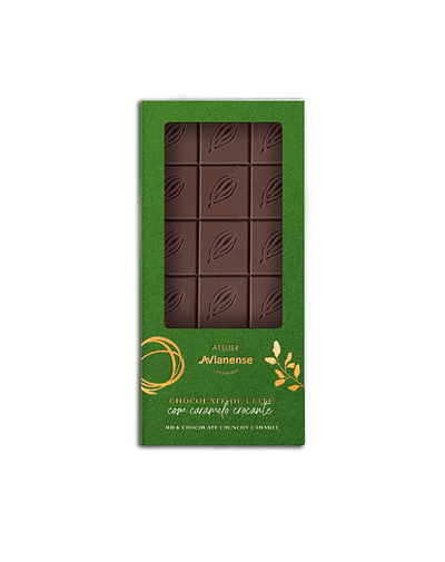 TABLETE CHOC. LEITE C/ CARAMELO CROCANTE ATELIER AVIANENSE 90 G