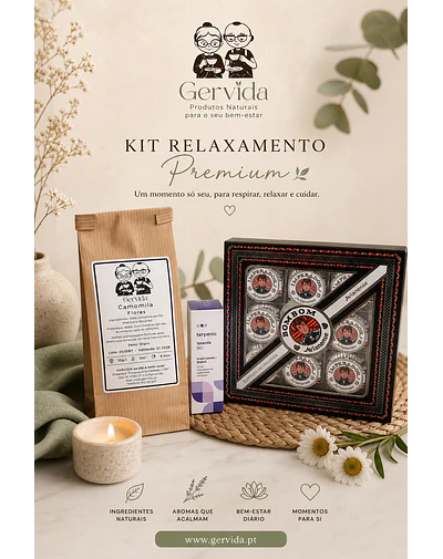 Kit Relaxamento Premium com Chá de Camomila, Lavanda e Chocolate Negro