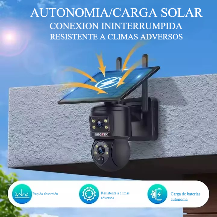 DOBLE CAMARA SOLAR 4G CHIP MOVIL 15X ZOOM COMPATIBLE CON TODAS LAS COMPAÑIAS 5