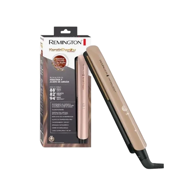 Plancha remington keratina+aceite de argán