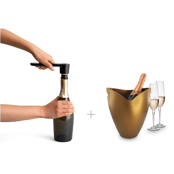 Hielera Dorada + Abridor de Espumante Twist 