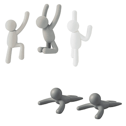 Set de 3 Perchas Claro + Set de 2 Topes de puerta Gris | Buddy