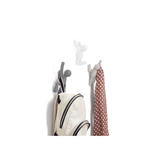 Set de 3 Perchas Claro + Set de 2 Topes de puerta Gris | Buddy