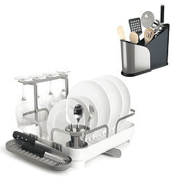 Organizador de Utensilios Extensible + Secaplatos Holster Blanco