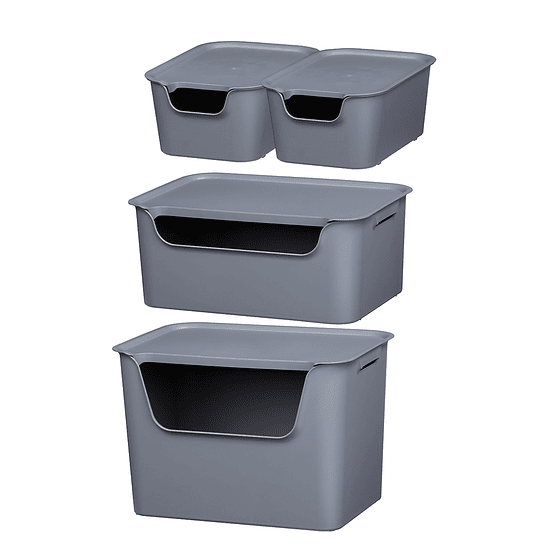 Pack Caja Almacenamiento EL Gris
