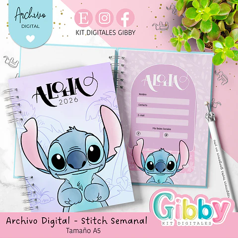 Archivo Digital - Stitch Semanal 2026 tamaño A5 