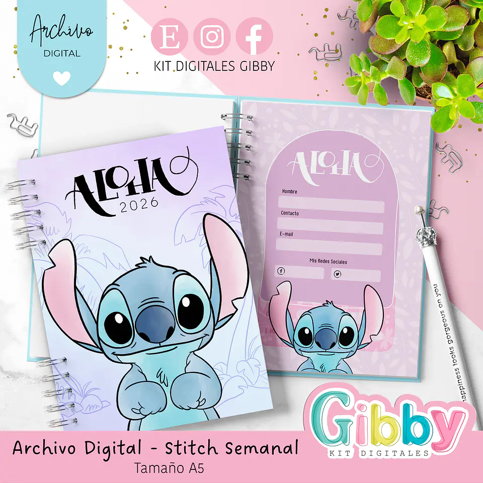 Archivo Digital - Stitch Semanal 2026 tamaño A5  1