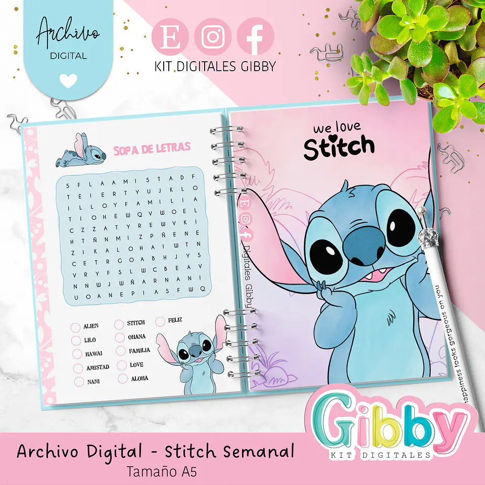 Archivo Digital - Stitch Semanal 2026 tamaño A5  7