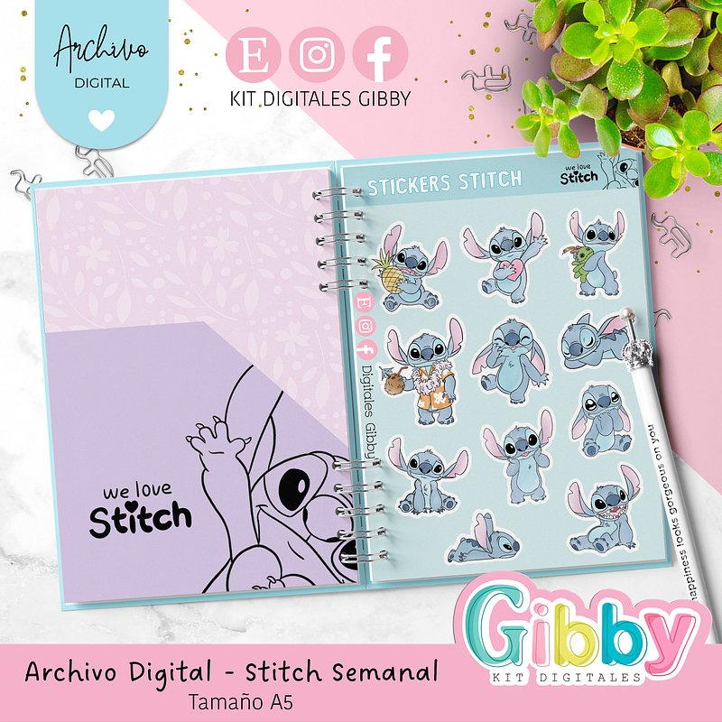 Archivo Digital - Stitch Semanal 2026 tamaño A5  8