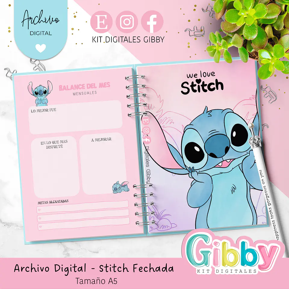 Archivo Digital - Stitch Fechada 2026 tamaño a5 5