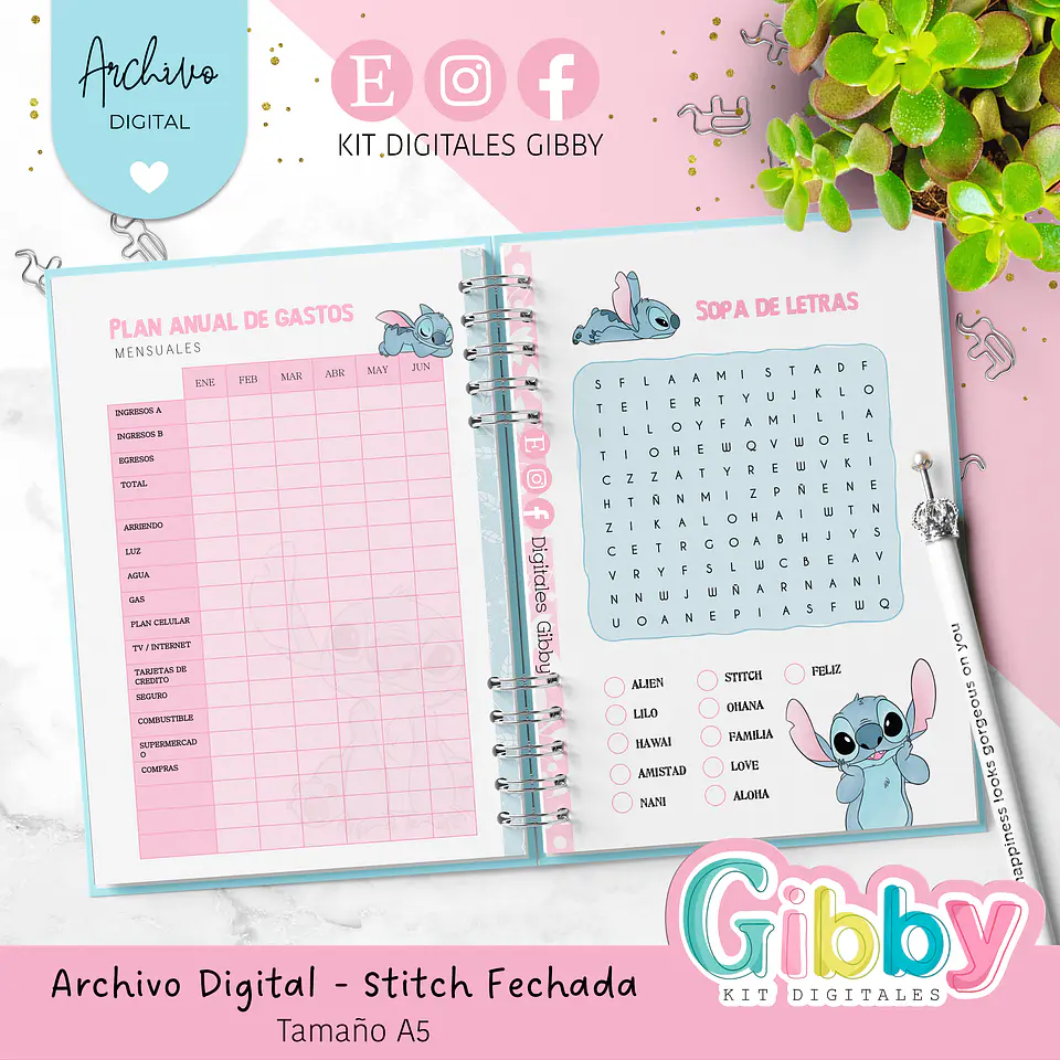 Archivo Digital - Stitch Fechada 2026 tamaño a5 3