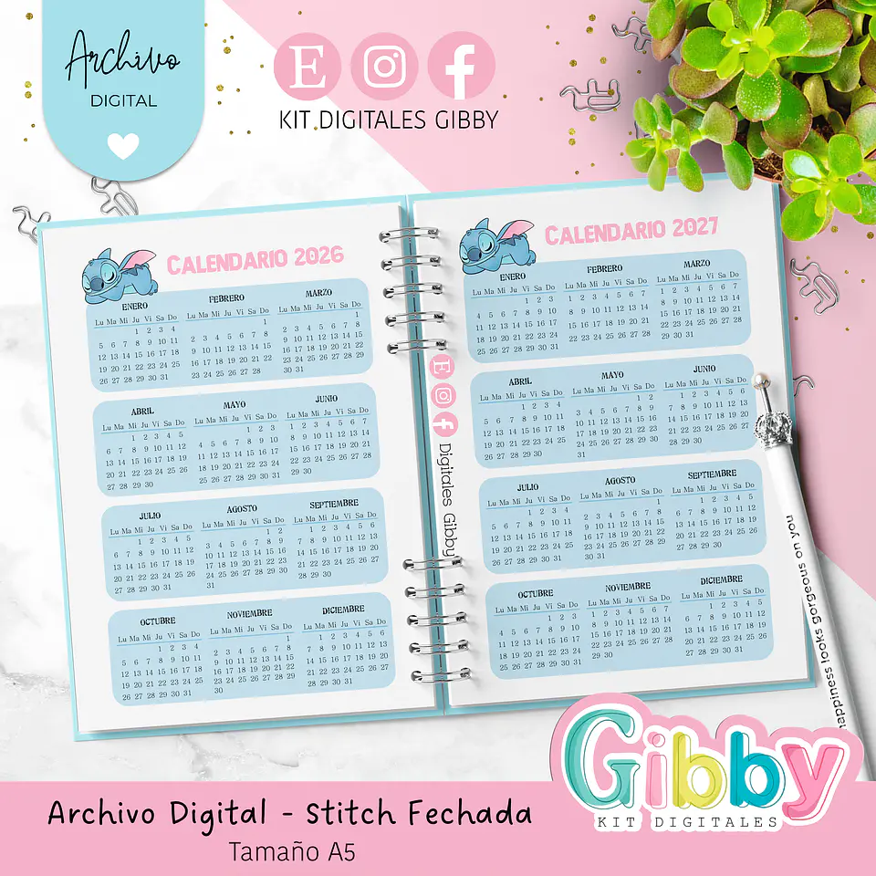 Archivo Digital - Stitch Fechada 2026 tamaño a5 2