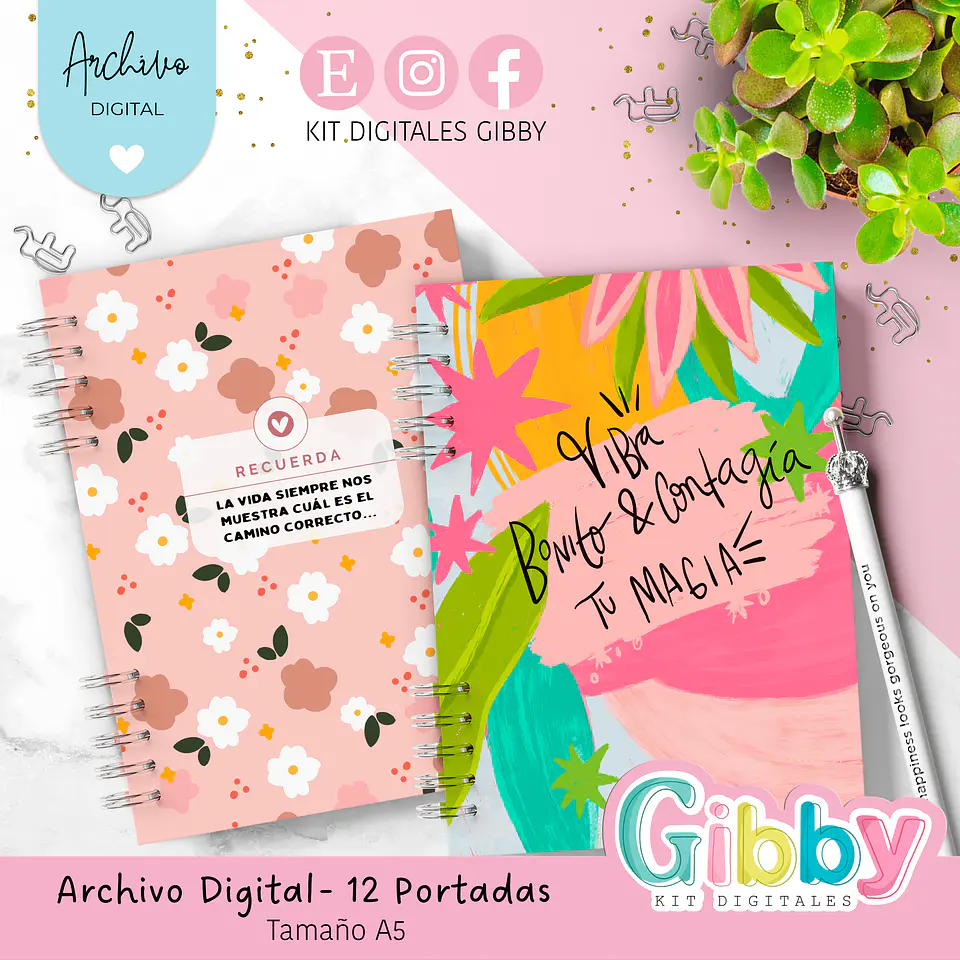 Archivo Digital - 10 Portadas de planner/agenda en PNG-300pi 3