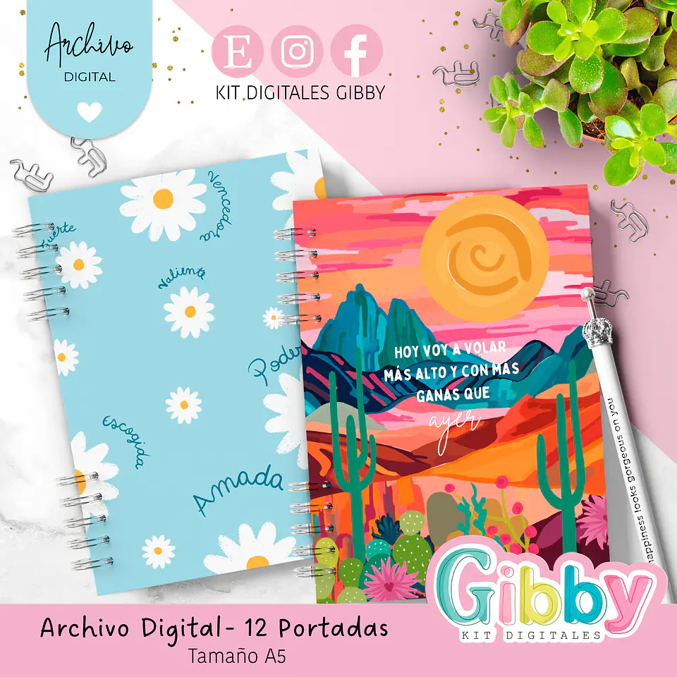 Archivo Digital - 10 Portadas de planner/agenda en PNG-300pi 4