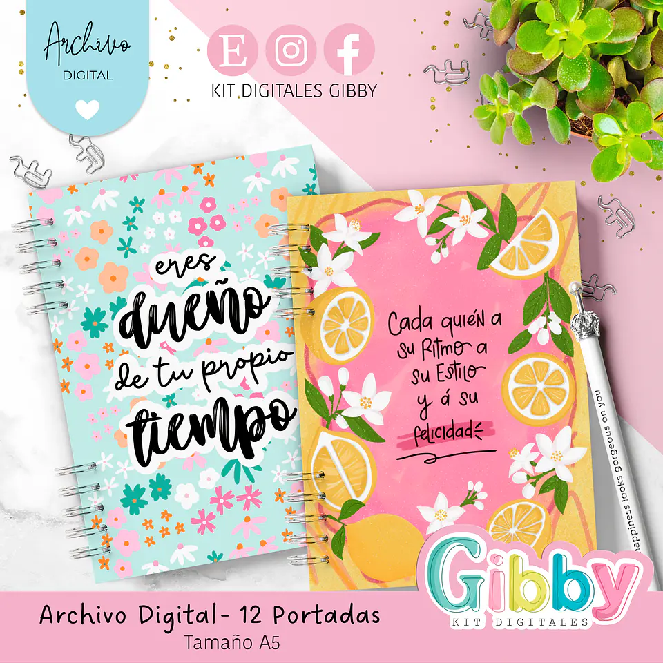 Archivo Digital - 10 Portadas de planner/agenda en PNG-300pi 2