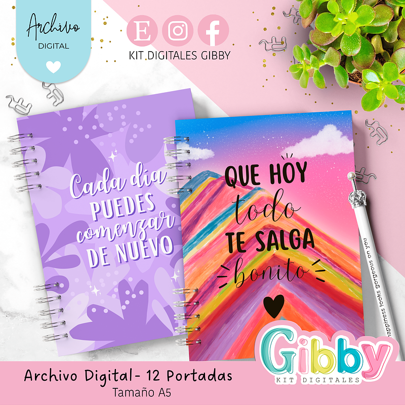 Archivo Digital - 10 Portadas de planner/agenda en PNG-300pi 1