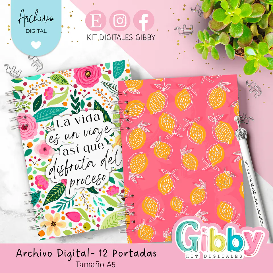 Archivo Digital - 10 Portadas de planner/agenda en PNG-300pi 6