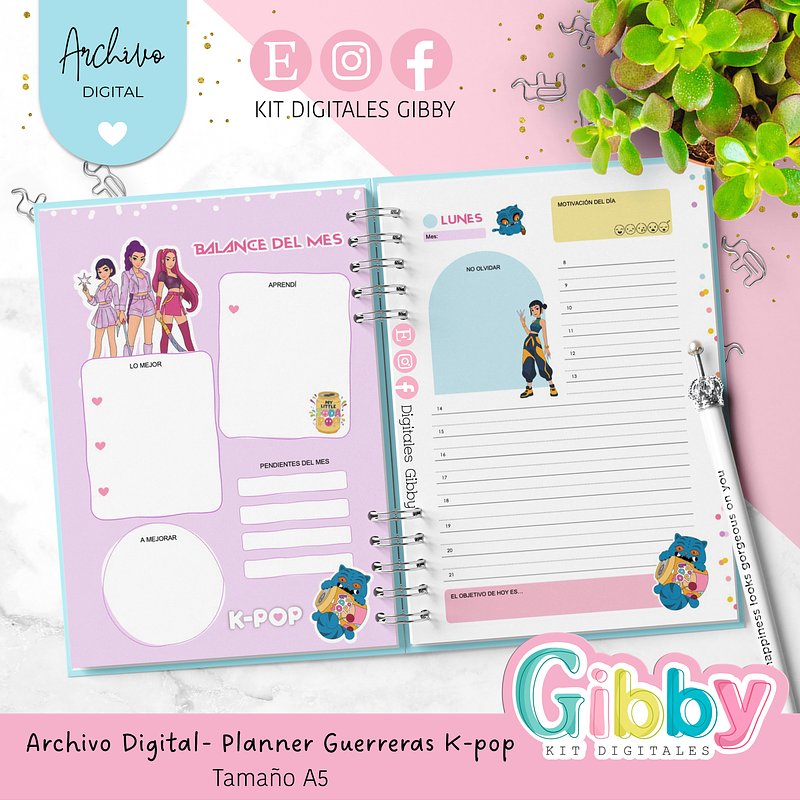 ARCHIVO DIGITAL - Planner Guerreras K-pop Huntrix A5 6