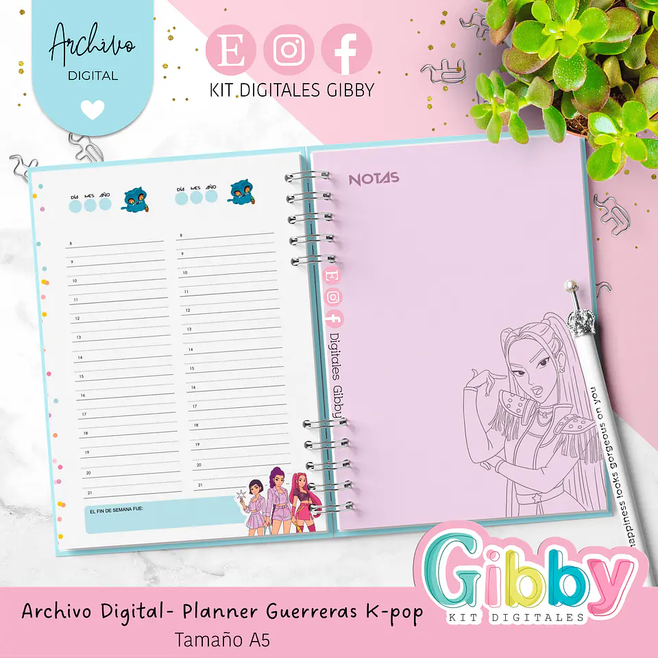 ARCHIVO DIGITAL - Planner Guerreras K-pop Huntrix A5 12