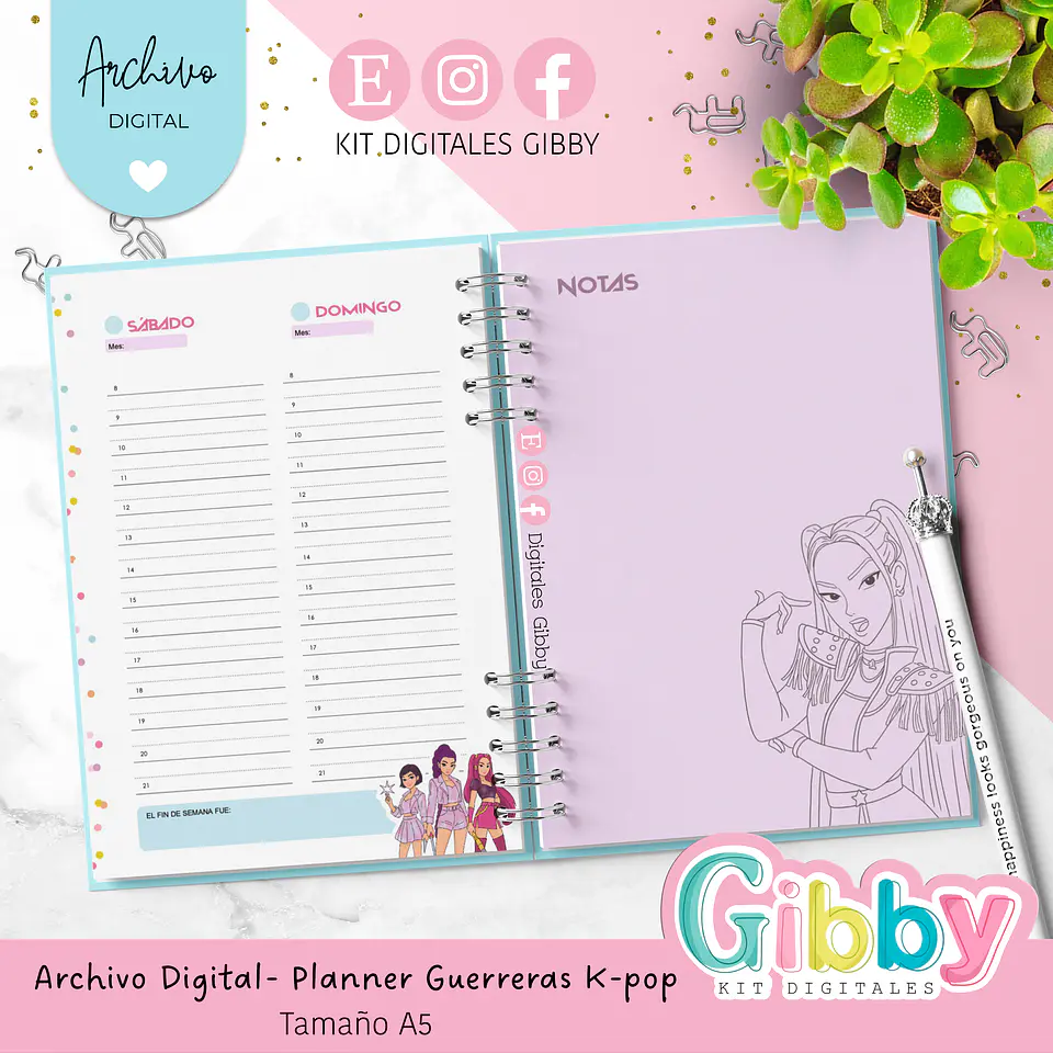 ARCHIVO DIGITAL - Planner Guerreras K-pop Huntrix A5 8