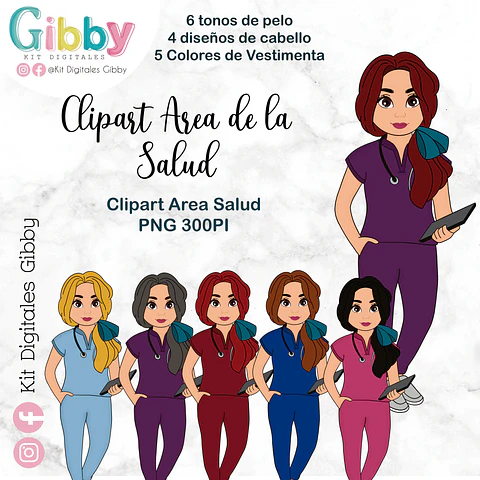Clipart Área de la Salud - enfermera/cirujana/nutricionista/tens