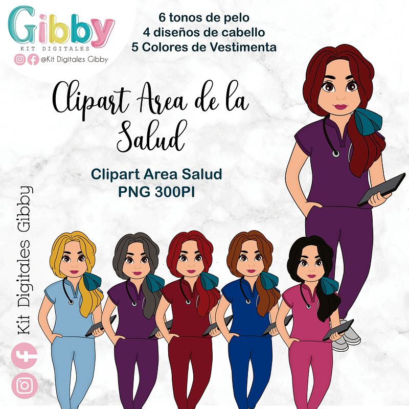 Clipart Área de la Salud - enfermera/cirujana/nutricionista/tens 1