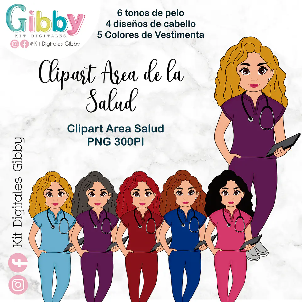 Clipart Área de la Salud - enfermera/cirujana/nutricionista/tens 2