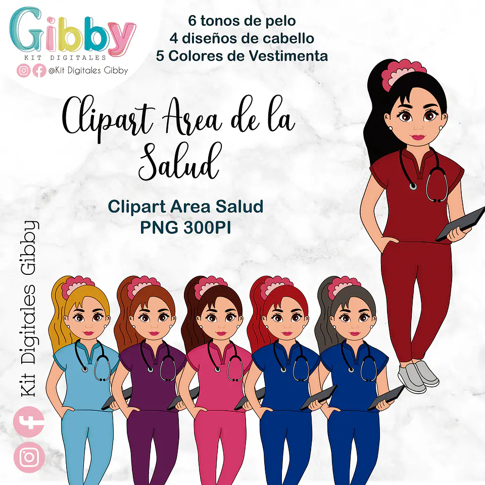 Clipart Área de la Salud - enfermera/cirujana/nutricionista/tens 3