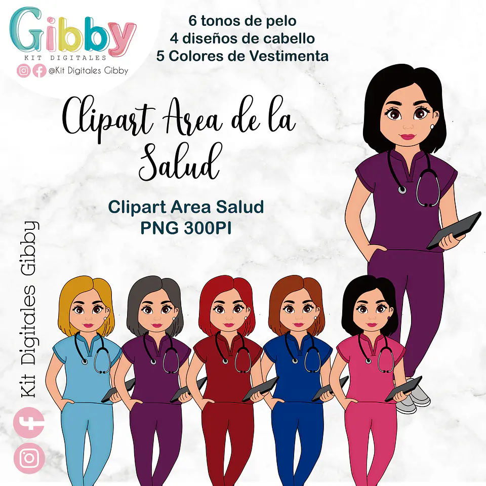 Clipart Área de la Salud - enfermera/cirujana/nutricionista/tens 4