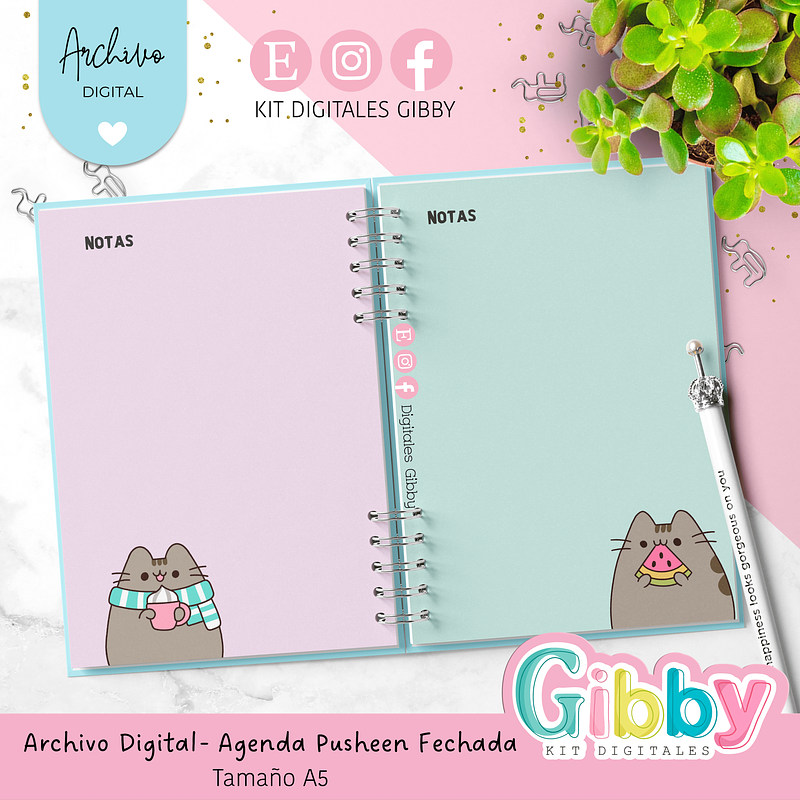 Archivo Digital - Agenda Pusheen fechada 2026 - A5 9