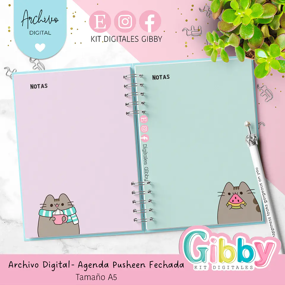 Archivo Digital - Agenda Pusheen fechada 2026 - A5 9