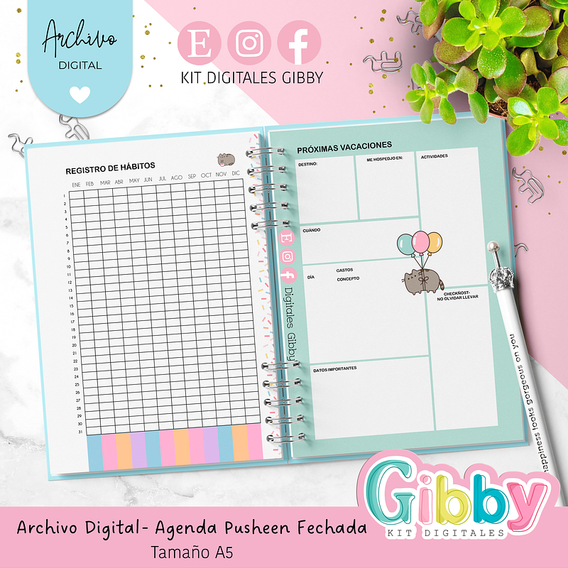 Archivo Digital - Agenda Pusheen fechada 2026 - A5 3
