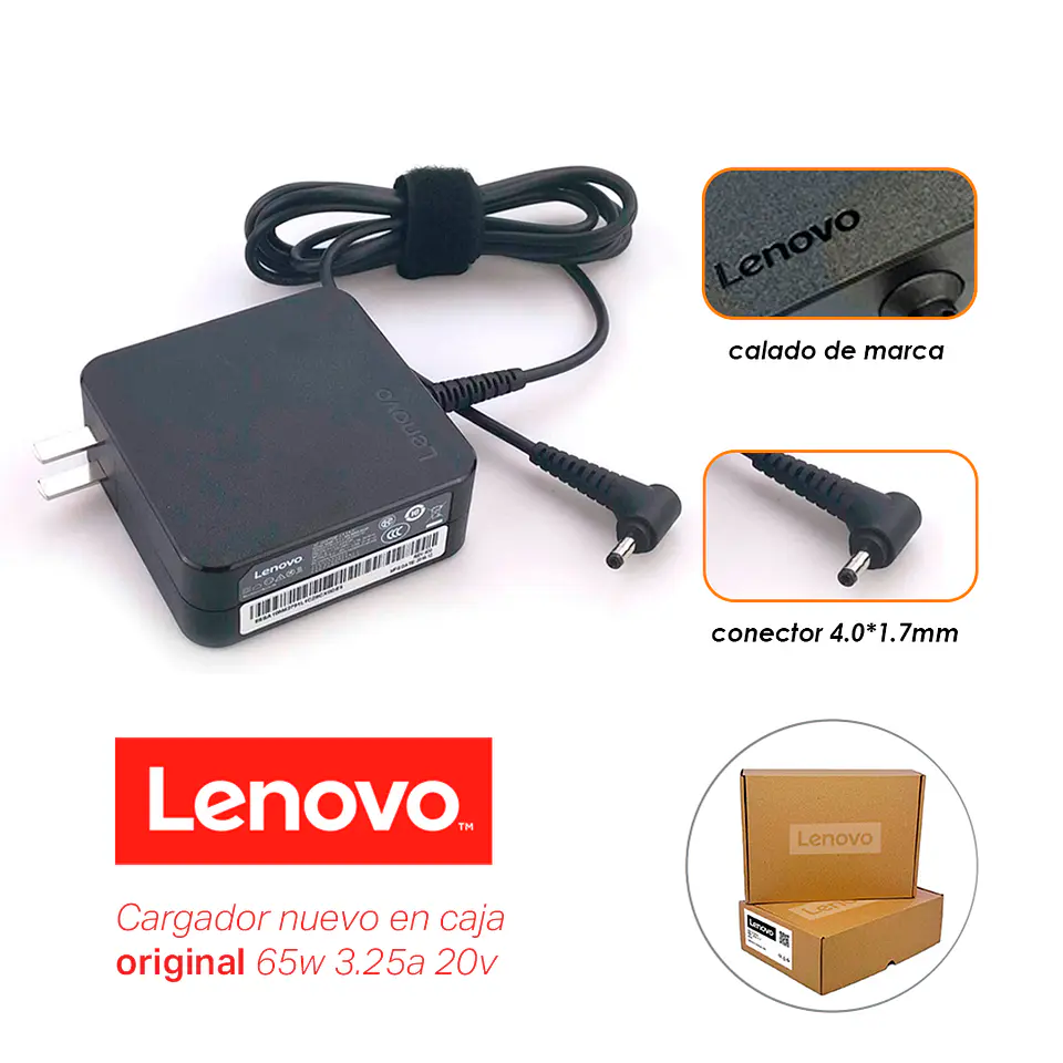 CARGADOR LENOVO PIN 4.0*1.7MM - ( 65w 3.25a 20v ) ORIGINAL 2