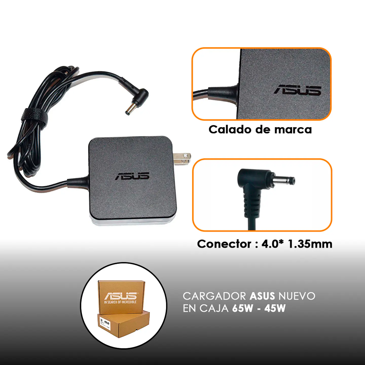CARGADOR ASUS 65W 3.42A 19V ORIGINAL 2