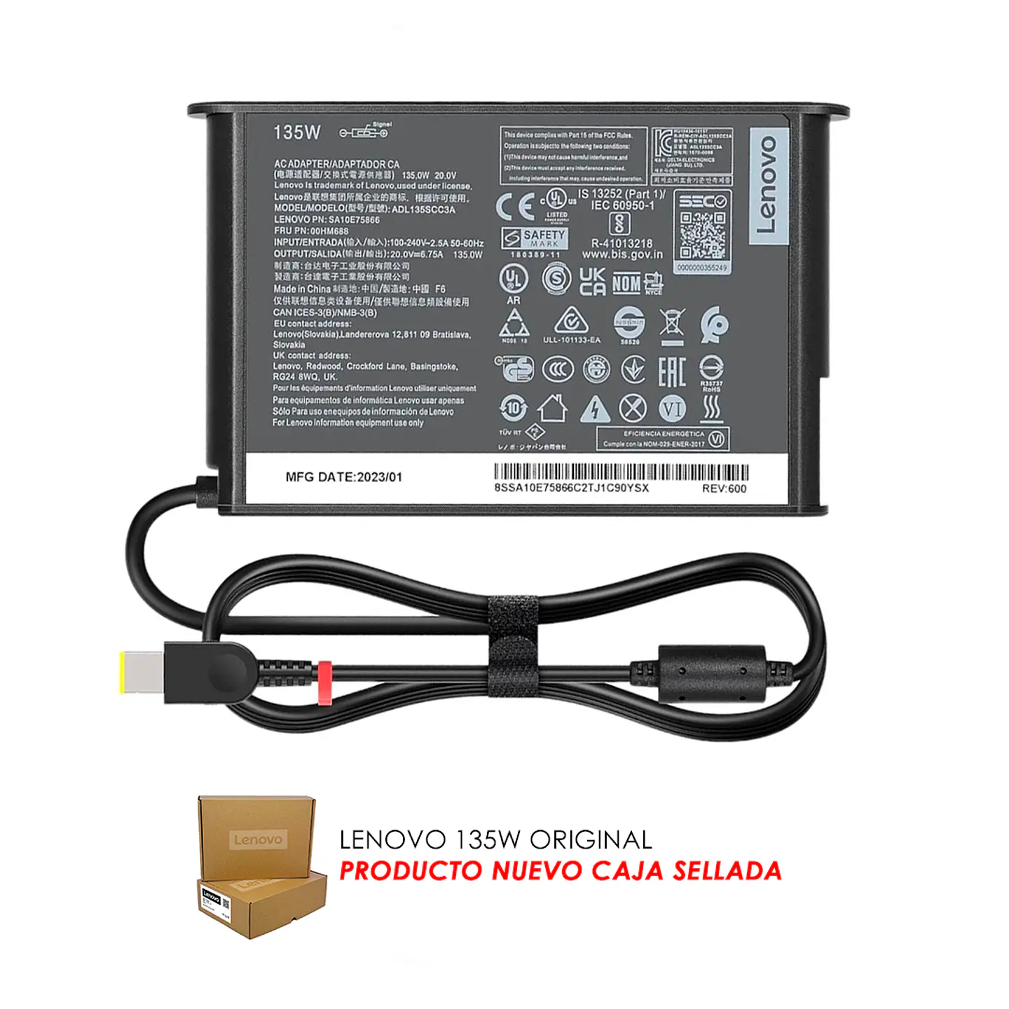 Cargador Lenovo Usb 135w 20v 6.75a SLIM 1
