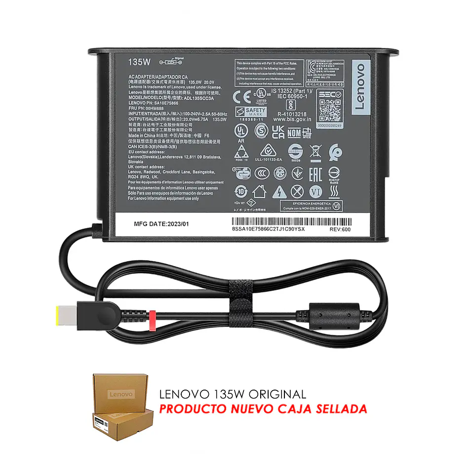 Cargador Lenovo Usb 135w 20v 6.75a SLIM 1