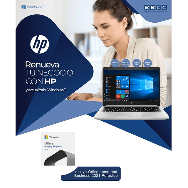 HP 348 G7 Intel i3-10110U/ 4GB Ram/ 1TB HDD/ Led 14''/ W10H + Office Home and Business 2021