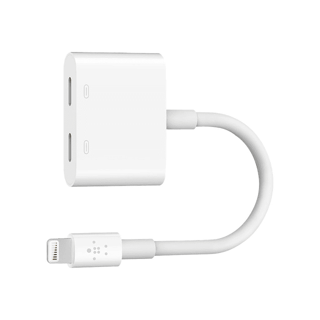 Belkin Lightning Audio + Charge RockStar - Cable de audio/carga - Lightning macho a Lightning hembra - 11.5 cm - para Apple iPad/iPhone/iPod (Lightning)