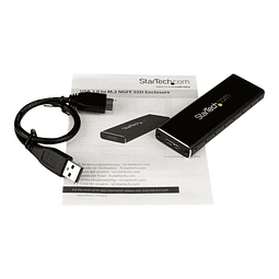 StarTech.com Adaptador SSD M.2 a USB 3.0 SuperSpeed UASP con Carcasa Protectora - Conversor NGFF de Unidad SSD - Caja de almacenamiento - M.2 - SATA 6Gb/s - USB 3.0 - negro