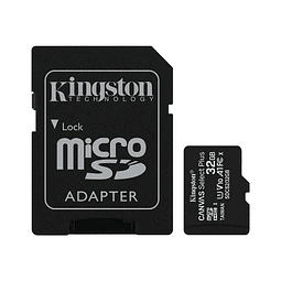 Kingston Canvas Select Plus - Tarjeta de memoria flash (adaptador microSDHC a SD Incluido) - 32 GB - A1 / Video Class V10 / UHS Class 1 / Class10 - microSDHC UHS-I