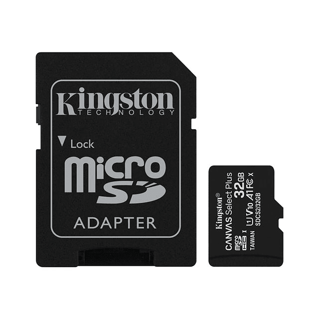 Kingston Canvas Select Plus - Tarjeta de memoria flash (adaptador microSDHC a SD Incluido) - 32 GB - A1 / Video Class V10 / UHS Class 1 / Class10 - microSDHC UHS-I